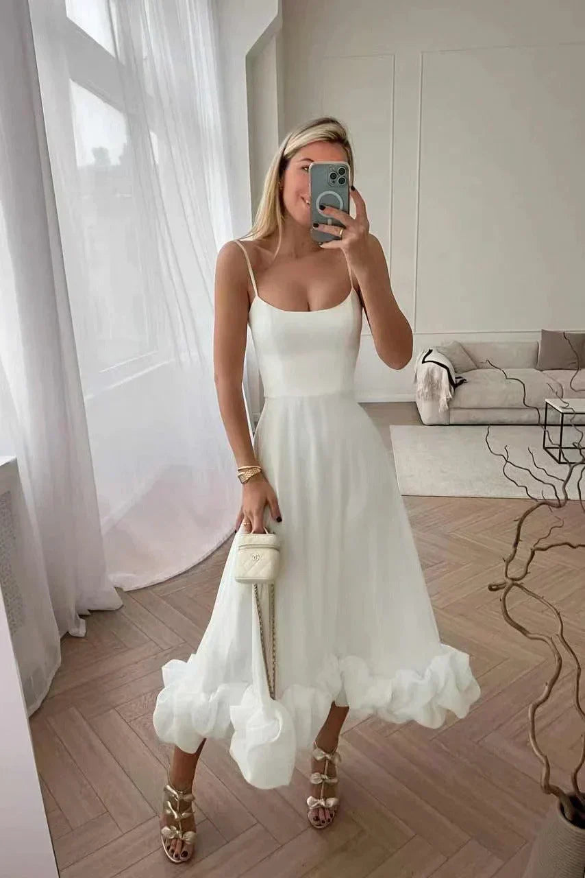Robe midi avec volant et bustier - Besma - Little Paris