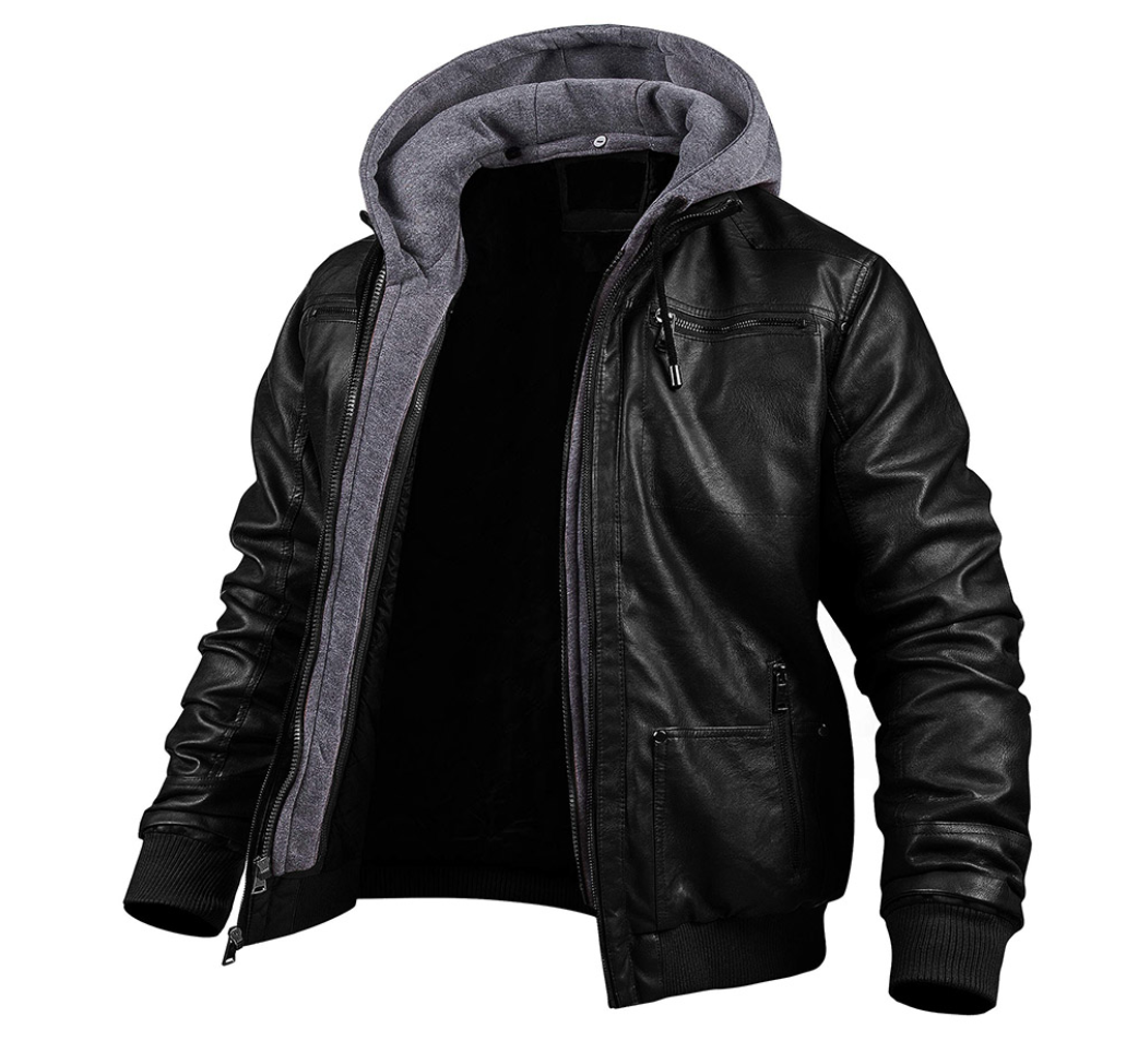 Veste en cuir à capuche - Rodney - Little Paris
