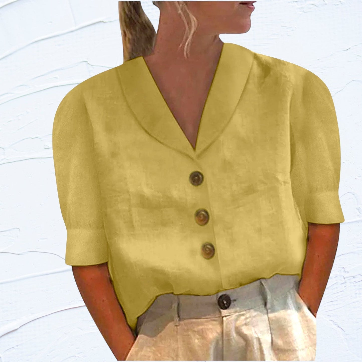 Top col et boutons - Hanane - Little Paris