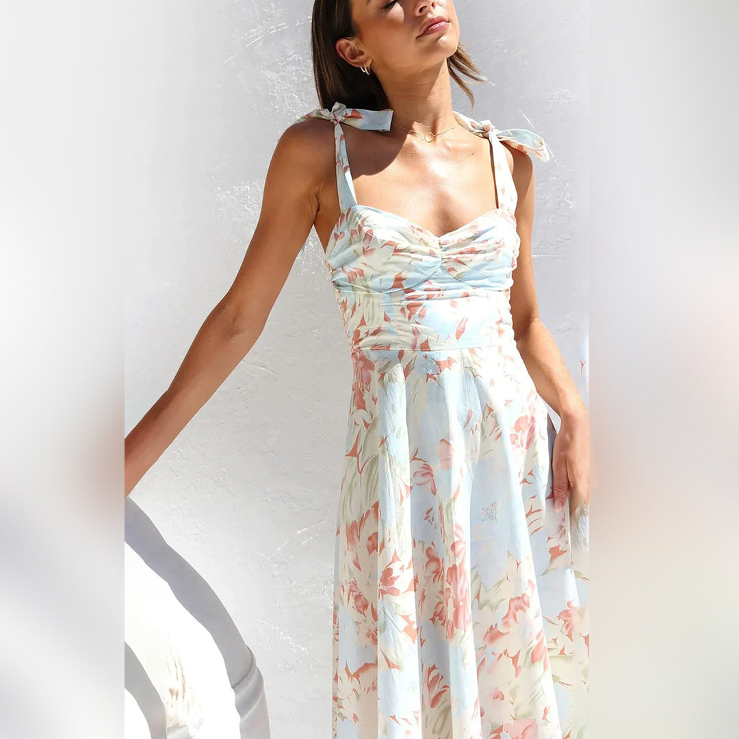 Robe mi-longue à fleurs - Robin - Little Paris