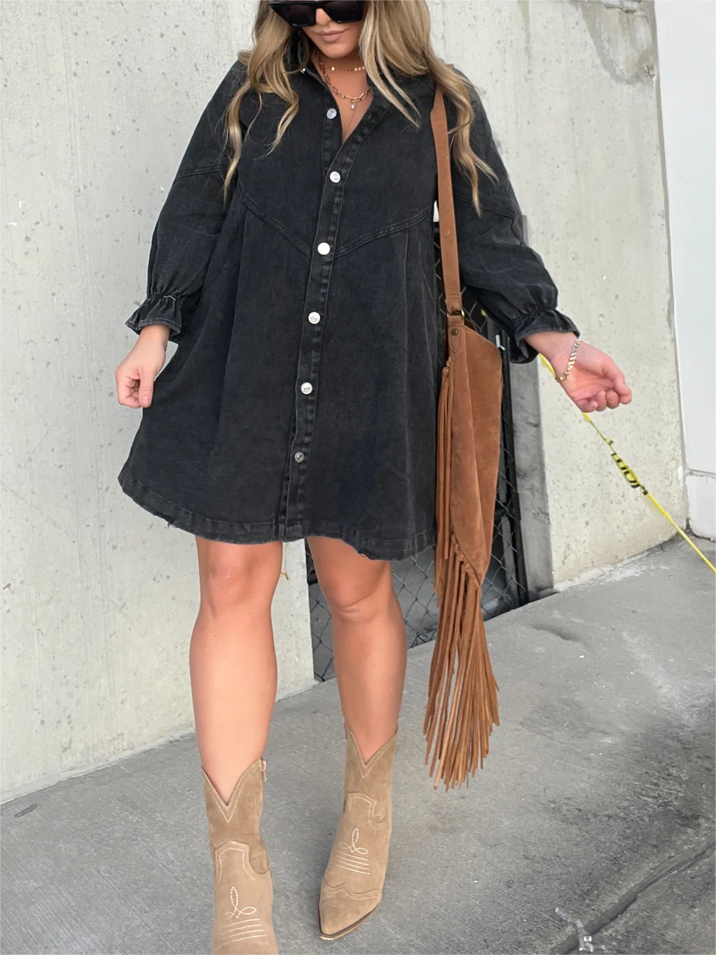 Robe jean manches bouffantes - Safi - Little Paris