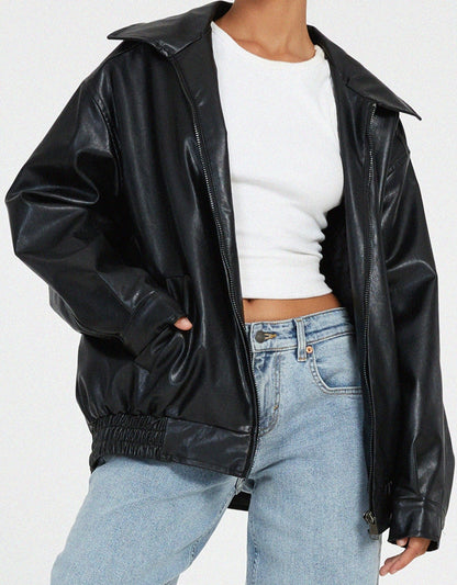 Manteau Veste en cuir oversize  - Jill - Little Paris