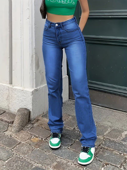 Jean taille haute à jambe droite -Bianca - Little Paris