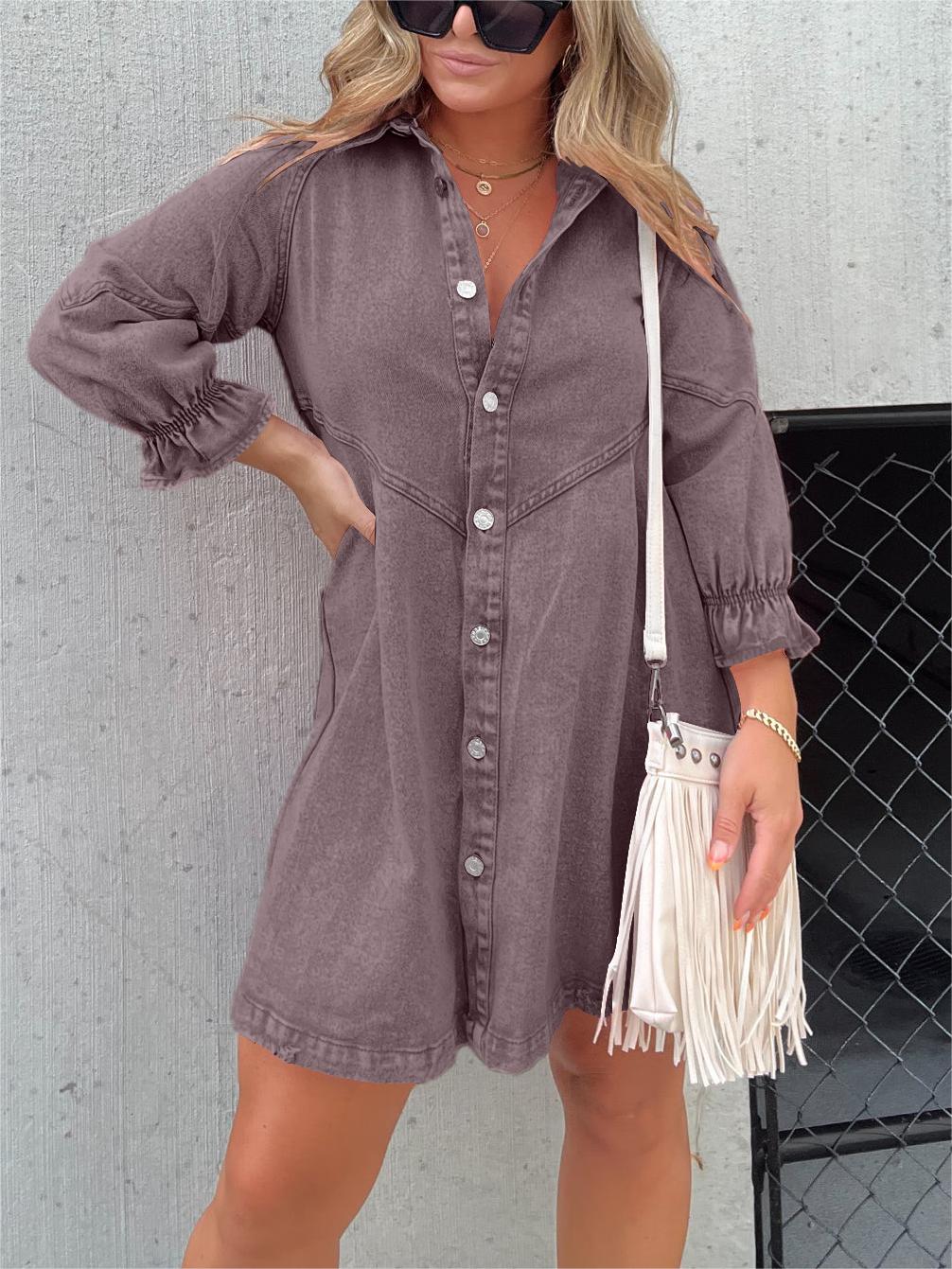 Robe jean manches bouffantes - Safi - Little Paris