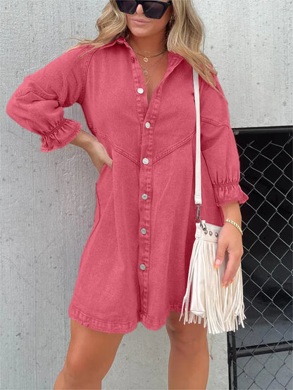 Robe jean manches bouffantes - Safi - Little Paris