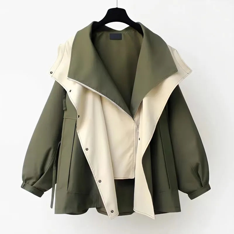 Veste oversize bicolore avec grand col drapé - Jeniffer - Little Paris