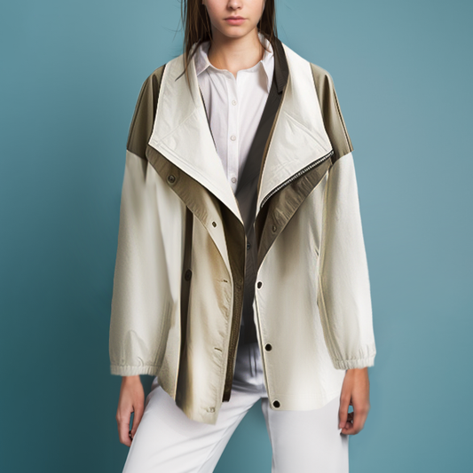 Veste oversize bicolore avec grand col drapé - Jeniffer - Little Paris