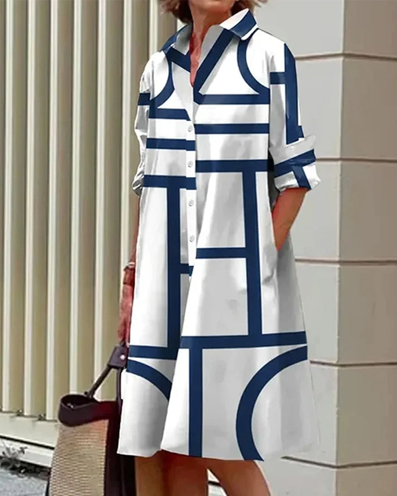 Robe à motifs géométriques avec poches intégrées - Estelle - Little Paris