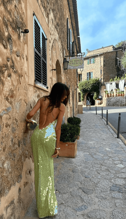 Robe longue ornée de sequins - Souhaila - Little Paris
