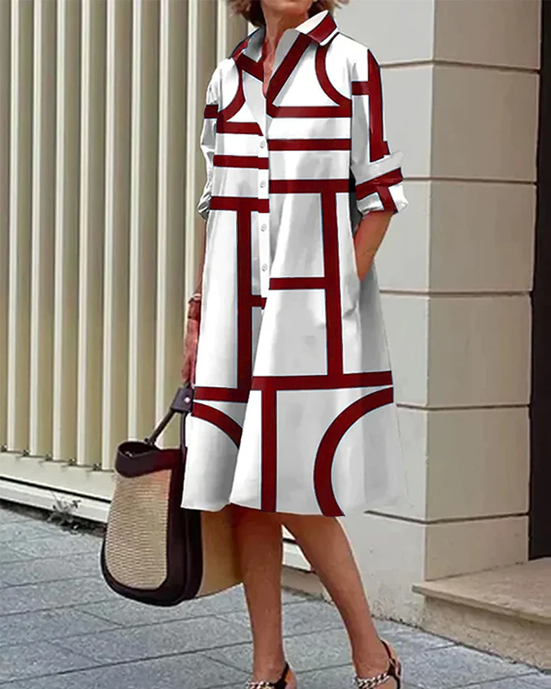 Robe à motifs géométriques avec poches intégrées - Estelle - Little Paris