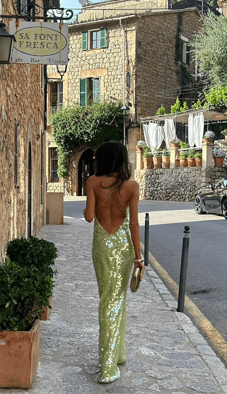 Robe longue ornée de sequins - Souhaila - Little Paris