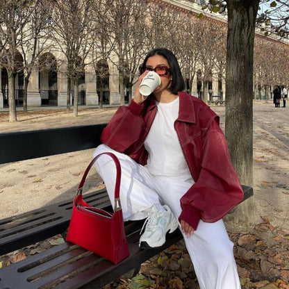 Blouson bomber en cuir - Cherie - Little Paris