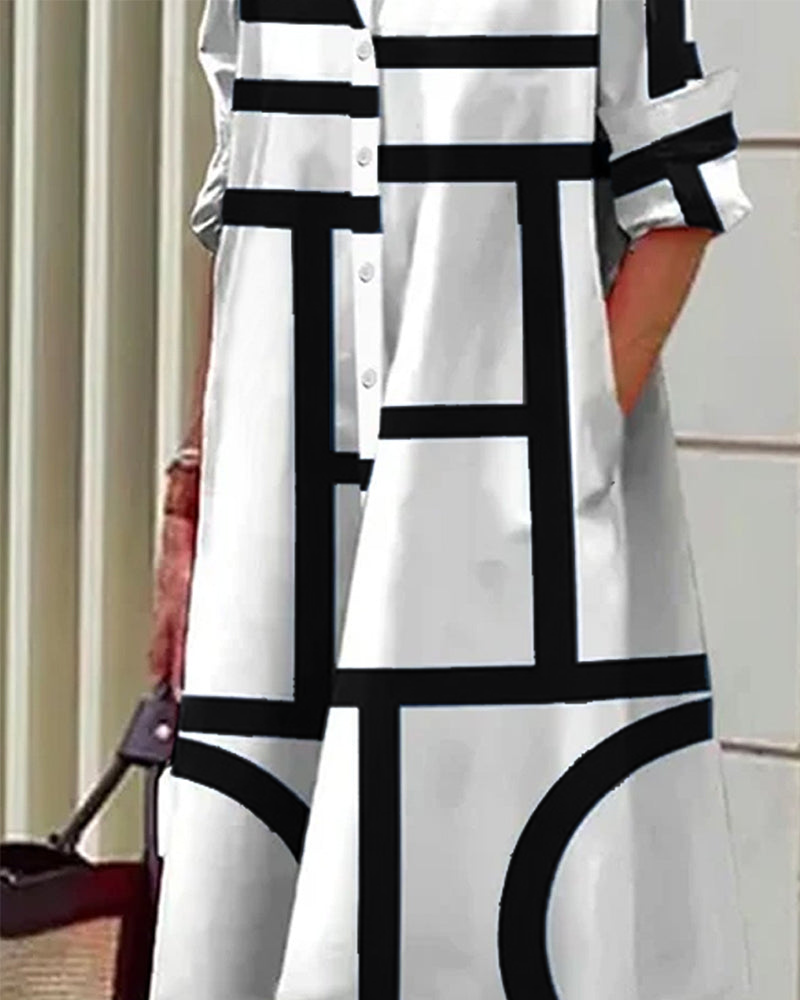 Robe à motifs géométriques avec poches intégrées - Estelle - Little Paris