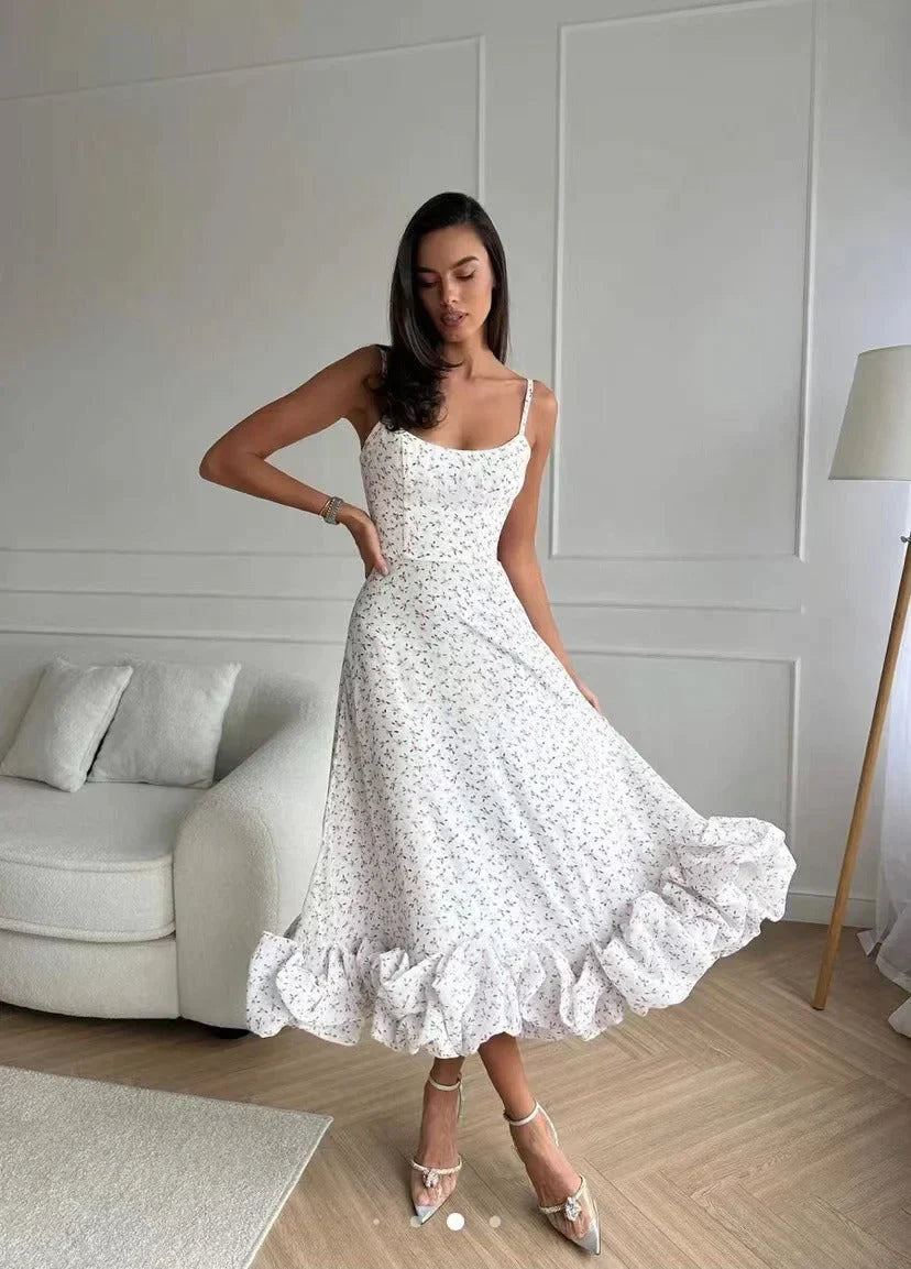 Robe midi avec volant et bustier - Besma - Little Paris