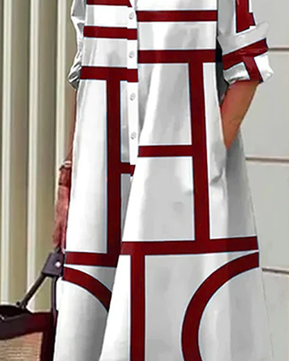 Robe à motifs géométriques avec poches intégrées - Estelle - Little Paris