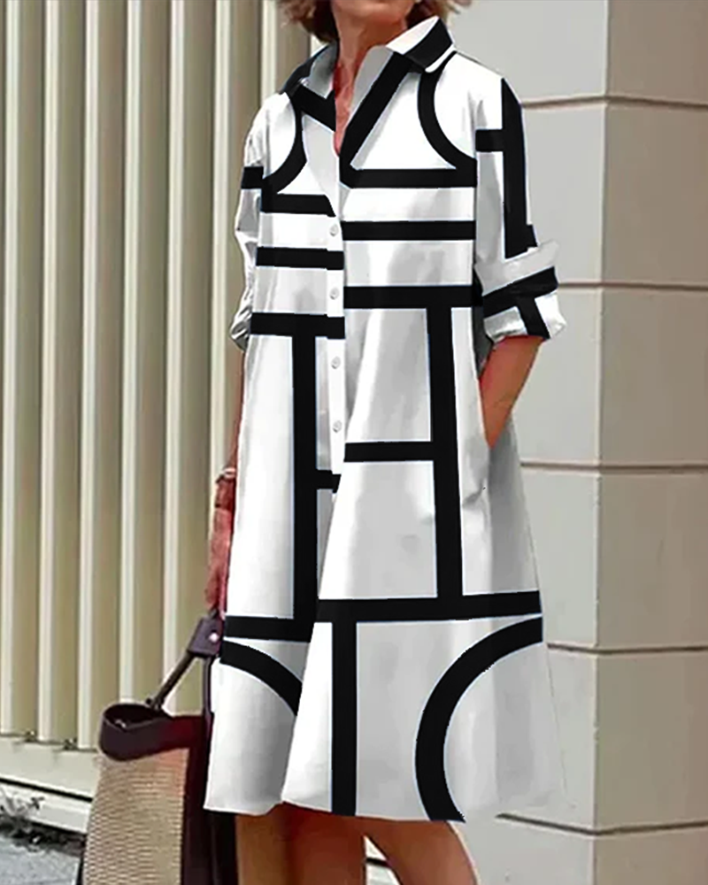 Robe à motifs géométriques avec poches intégrées - Estelle - Little Paris