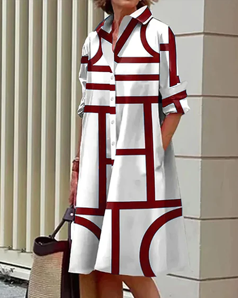 Robe à motifs géométriques avec poches intégrées - Estelle - Little Paris