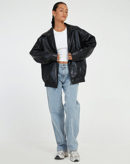 Manteau Veste en cuir oversize  - Jill - Little Paris