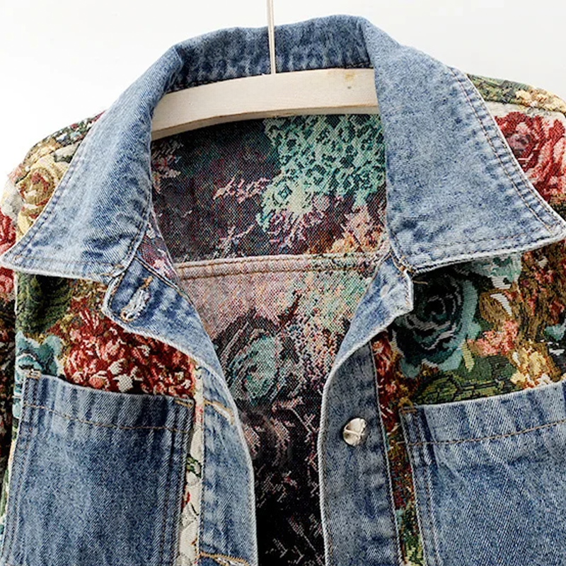Veste en jean à imprimé floral - Sabine - Little Paris