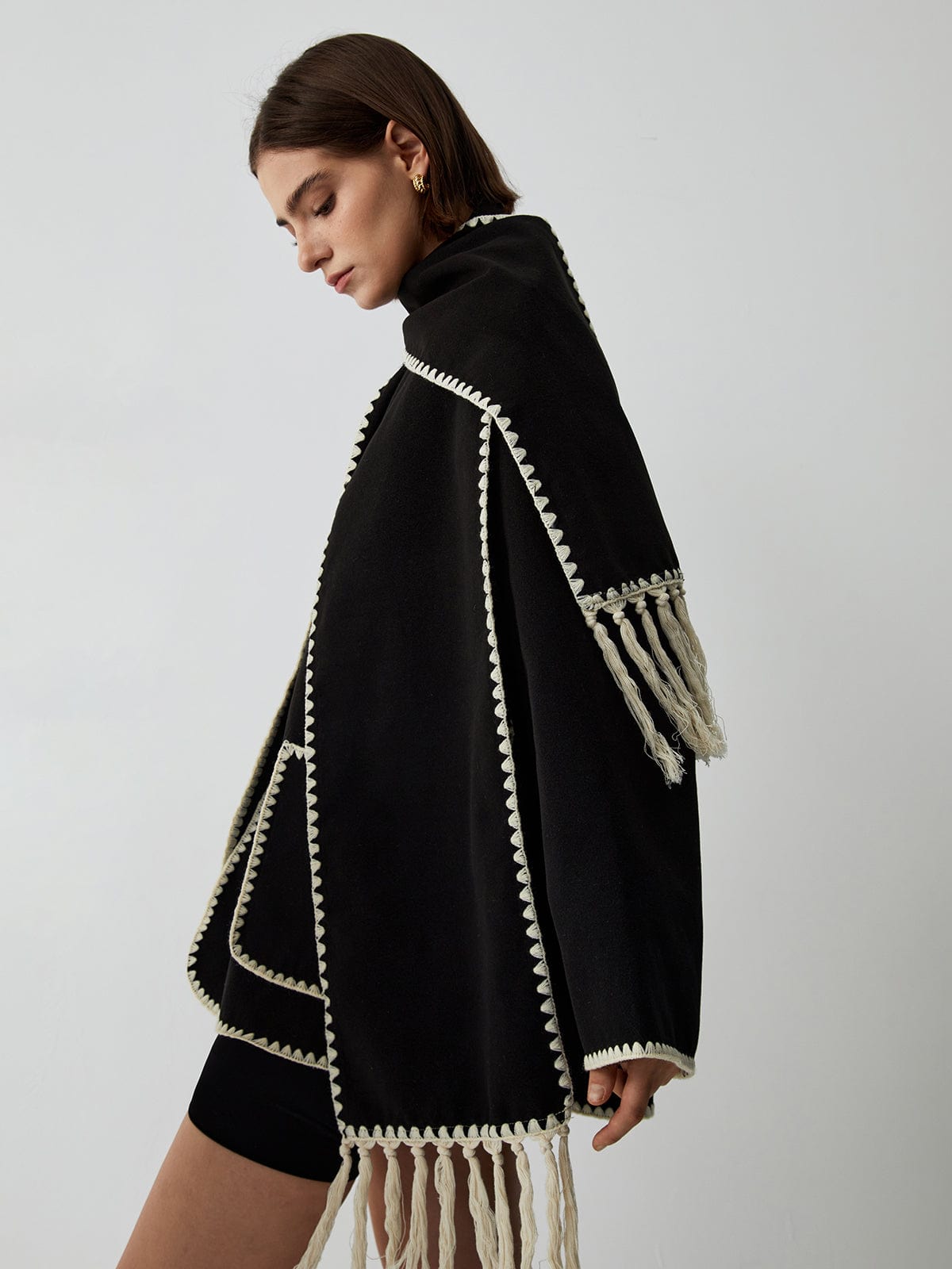 Veste à contraste accompagnée d'une écharpe - Belli - Little Paris