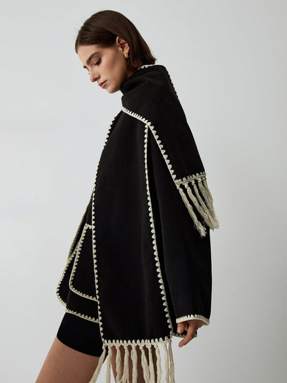 Veste à contraste accompagnée d'une écharpe - Belli - Little Paris