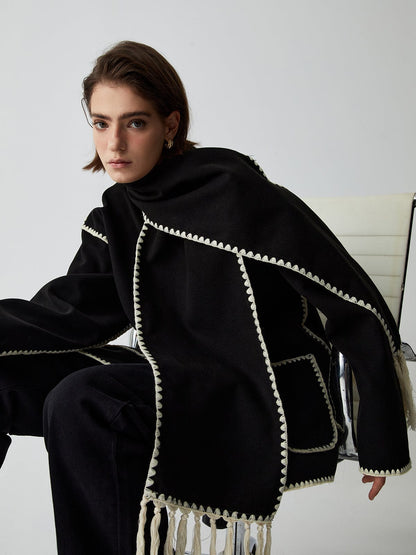 Veste à contraste accompagnée d'une écharpe - Belli - Little Paris