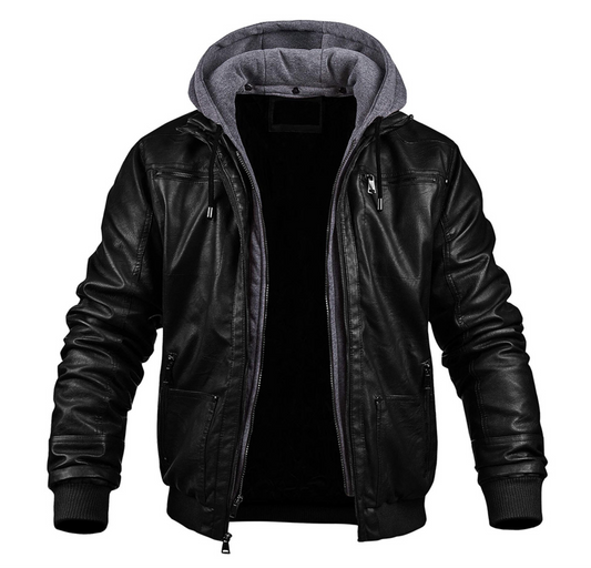 Veste en cuir à capuche - Rodney - Little Paris