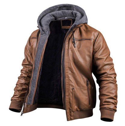 Veste en cuir à capuche - Rodney - Little Paris
