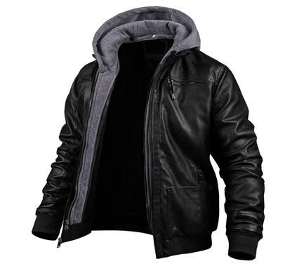 Veste en cuir à capuche - Rodney - Little Paris