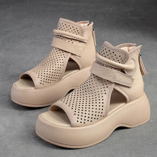 Sandales Design Aéré en Cuir Véritable - Meno - Little Paris