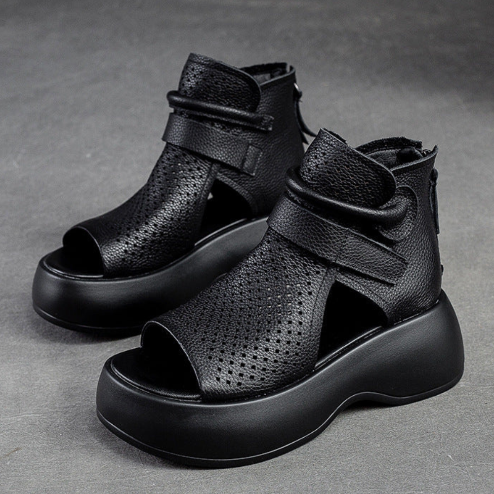 Sandales Design Aéré en Cuir Véritable - Meno - Little Paris