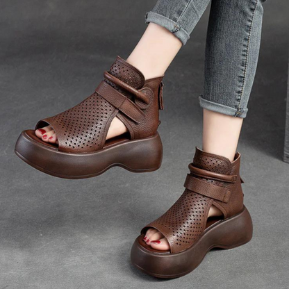 Sandales Design Aéré en Cuir Véritable - Meno - Little Paris