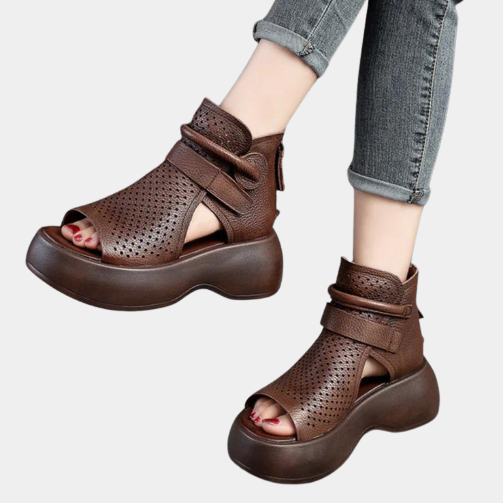 Sandales Design Aéré en Cuir Véritable - Meno - Little Paris