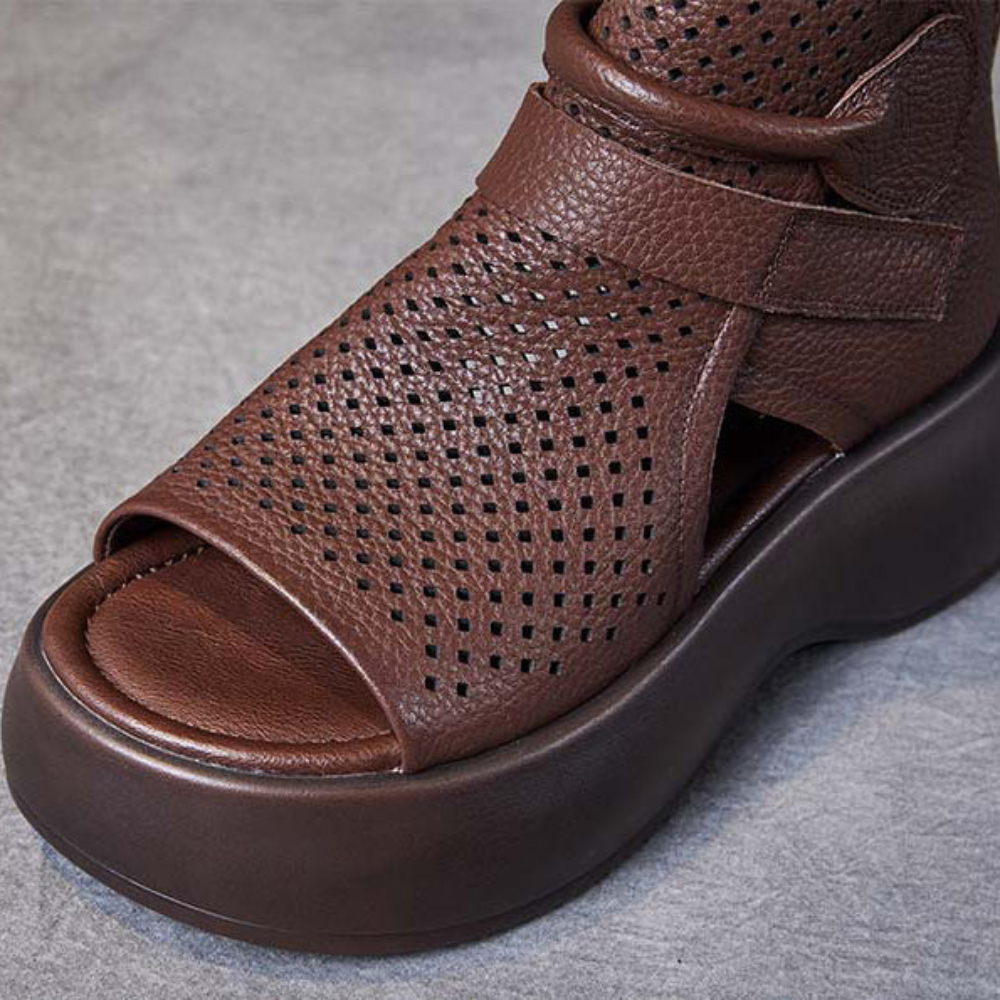 Sandales Design Aéré en Cuir Véritable - Meno - Little Paris