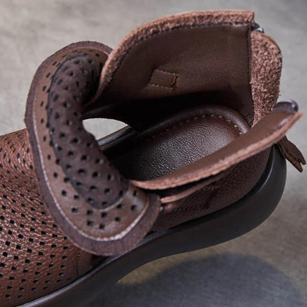 Sandales Design Aéré en Cuir Véritable - Meno - Little Paris