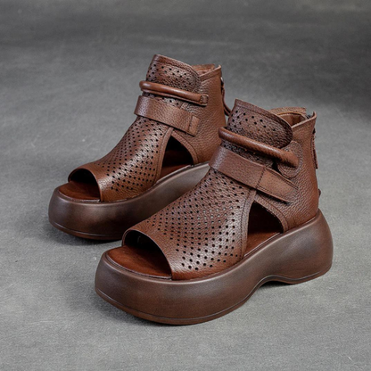 Sandales Design Aéré en Cuir Véritable - Meno - Little Paris
