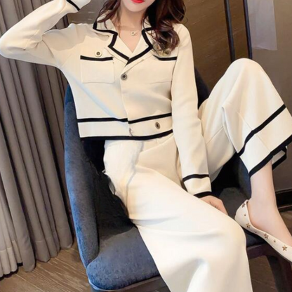 Ensemble douillet en tricot - Wit - Little Paris