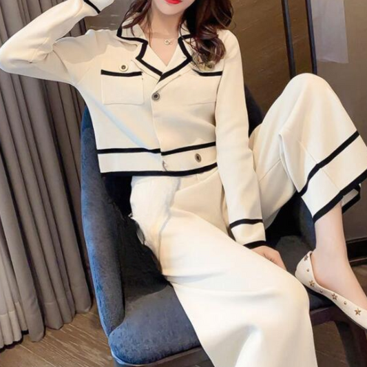 Ensemble douillet en tricot - Wit - Little Paris