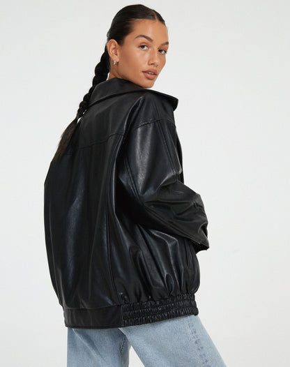Manteau Veste en cuir oversize  - Jill - Little Paris