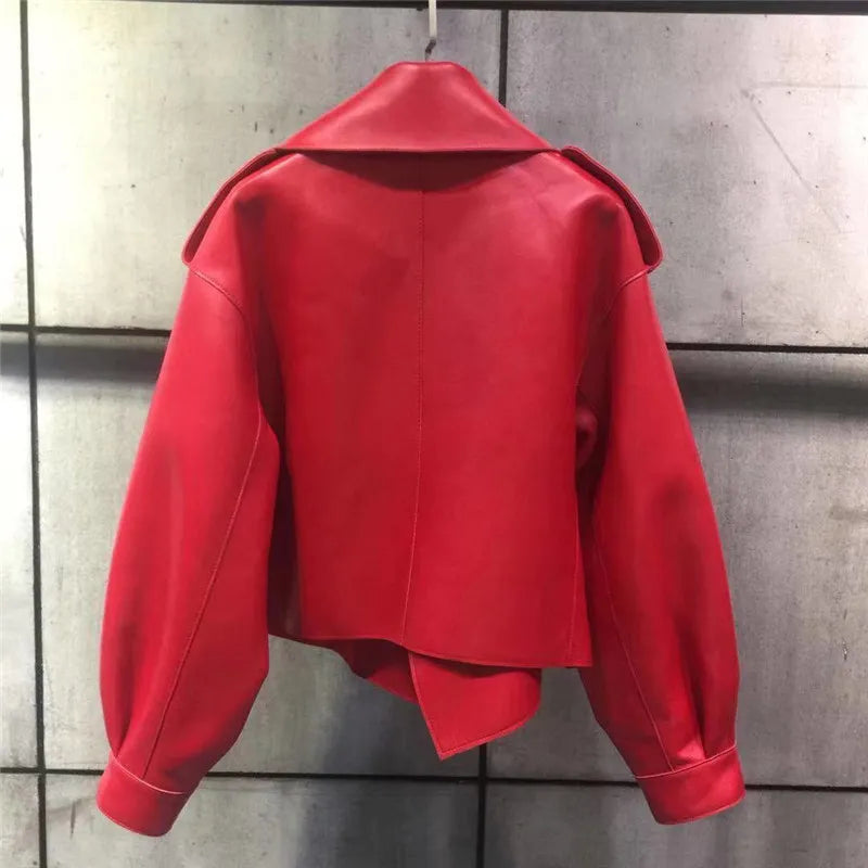 Veste en cuir rétro élégante - Oufilla