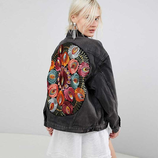 Veste en Denim Brodée à Fleurs - Floria - Little Paris