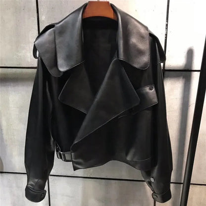 Veste en cuir rétro élégante - Oufilla