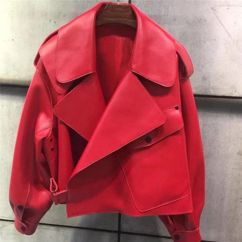 Veste en cuir rétro élégante - Oufilla