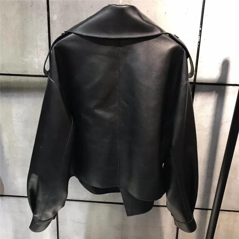 Veste en cuir rétro élégante - Oufilla