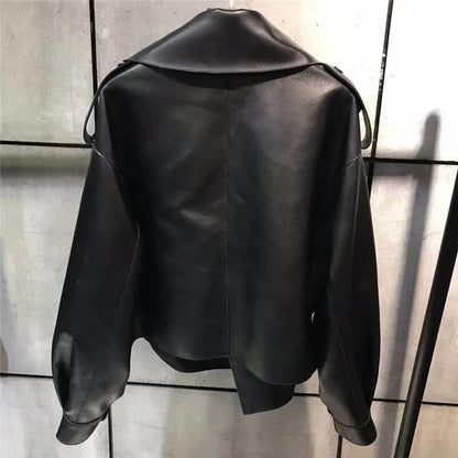 Veste en cuir rétro élégante - Oufilla