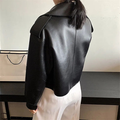 Veste en cuir rétro élégante - Oufilla