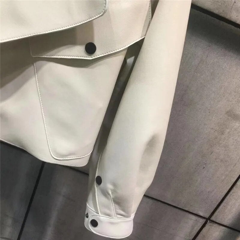 Veste en cuir rétro élégante - Oufilla