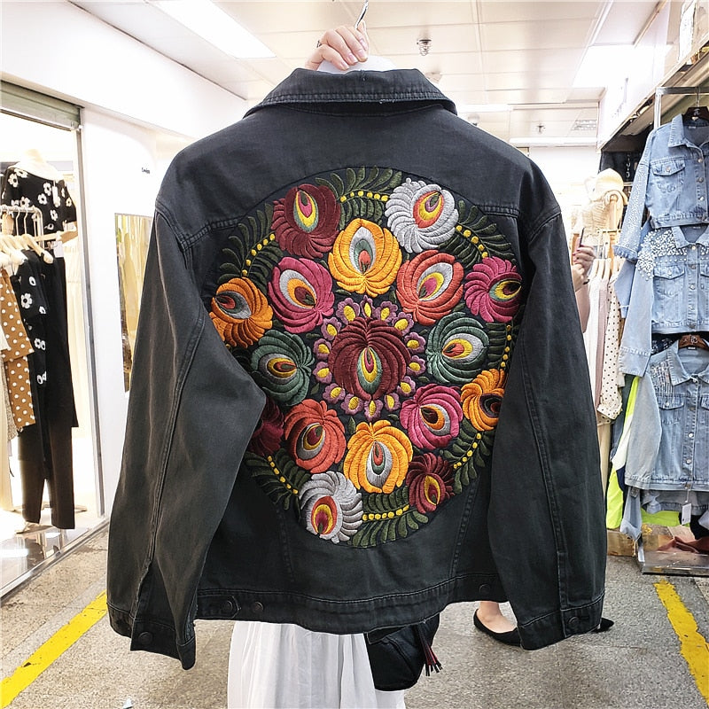 Veste en Denim Brodée à Fleurs - Floria - Little Paris