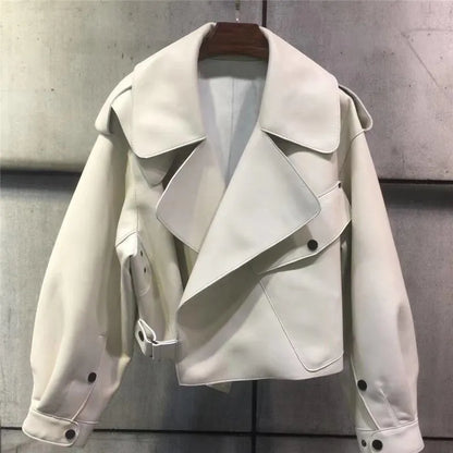 Veste en cuir rétro élégante - Oufilla