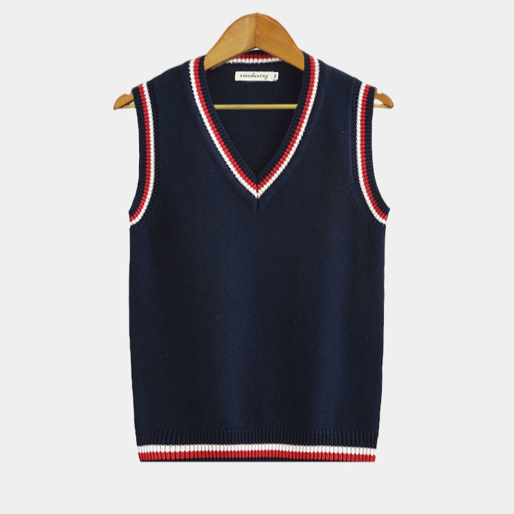 V-neck Striped Vest - Done - Little Paris